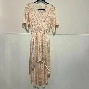 Andree Women’s Dress, Size S, Orange & Cream High low